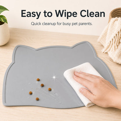 Ortekor Raised-Edge Silicone Pet Feeding Mat for Cats & Dogs - Keeps Floors Clean at Mealtime