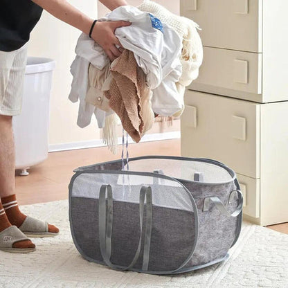 Versatile Pop-Up Laundry Basket with Breathable Mesh Panels for Easy Carrying
