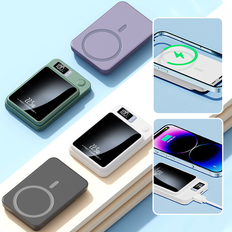 20000mAh High-Speed Wireless Battery Pack with Digital Display & Qi Charging for iPhone Android Tablets