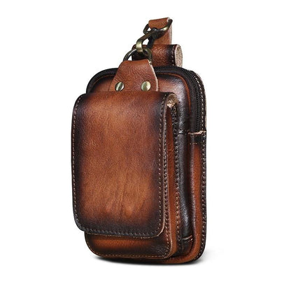 Leather Belt Bag for Men – Adjustable Waist Pack with Zip & Magnetic Closure – Hands-Free Phone & Wallet Organizer for Travel, Work &