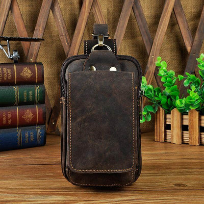 Leather Belt Bag for Men – Adjustable Waist Pack with Zip & Magnetic Closure – Hands-Free Phone & Wallet Organizer for Travel, Work &