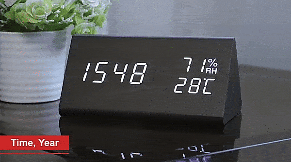 Minimalist Digital Wall Clock with Adjustable Brightness | Sleek Wooden Design for Modern Spaces