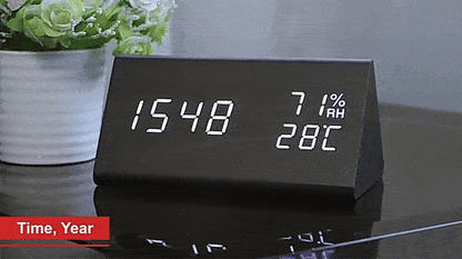 Minimalist Digital Wall Clock with Adjustable Brightness | Sleek Wooden Design for Modern Spaces