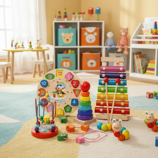 Wooden Multi-Activity Play Cube for Infants – 5 Learning Zones, Sensory Development & Fine Motor Skills for 6+ Months