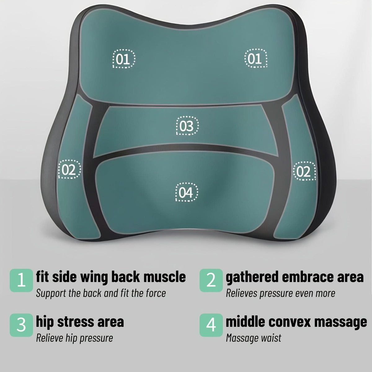 Memory Foam Lower Back Support Cushion for Office Chair, Car Seat & Daily Seating – Ergonomic Posture Corrector Pad for Pain Relief