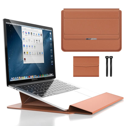 Convertible Notebook Case with Adjustable Angle Riser 11-16 Inch Slim Carrying Pouch Workspace Organizer for Remote Workers Students