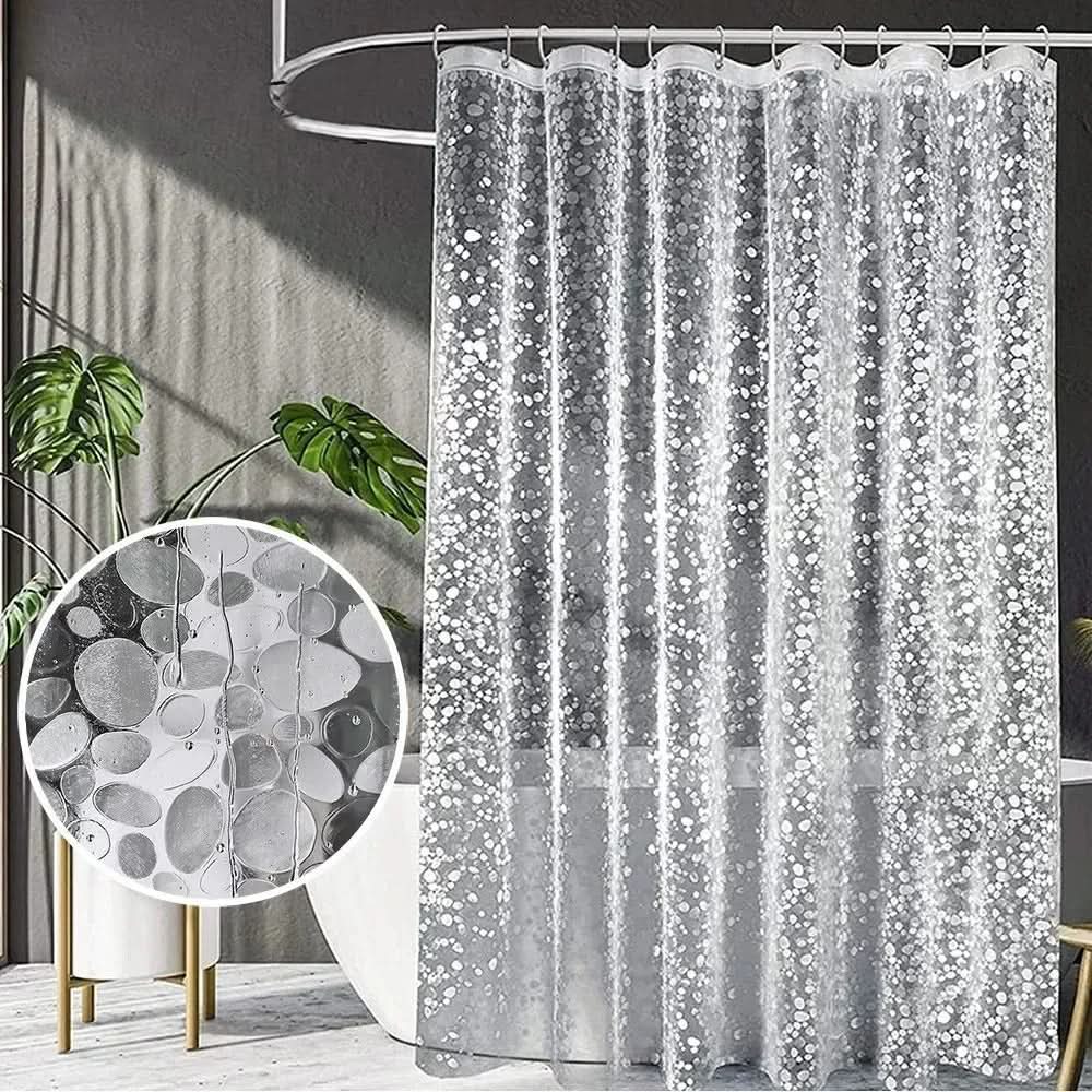 CLEARFLOW – Transparent Waterproof Shower Curtain Pebble Design