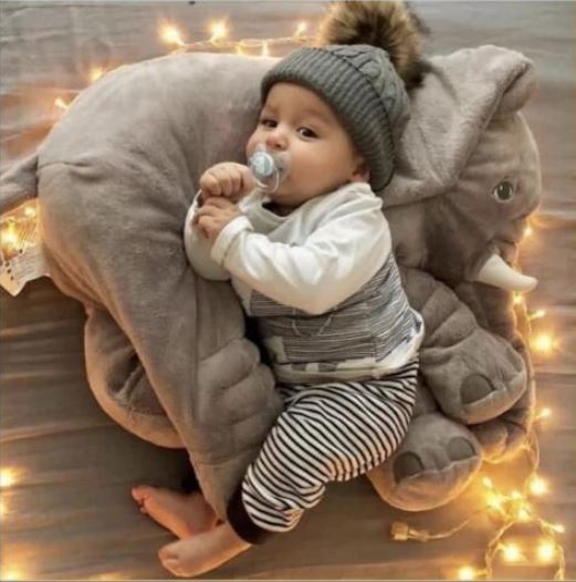 Plush Elephant Nursery Pillow Gray Blue Pink Purple Yellow Toddler Cushion Baby Room Decor Soft Cotton Support Nap Time Play