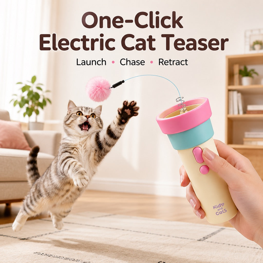 Ortekor One-Click Electric Cat Teaser Launcher for Indoor Cats - Chase & Pounce Play Without Constant Wand Waving
