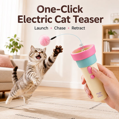 Ortekor One-Click Electric Cat Teaser Launcher for Indoor Cats - Chase & Pounce Play Without Constant Wand Waving