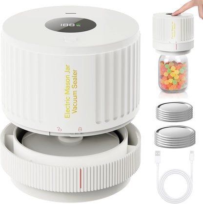 Mason Jar Sealer Kit | Electric Vacuum Sealer for Airtight Food Storage | Quick Preservation Tool for Dry Goods