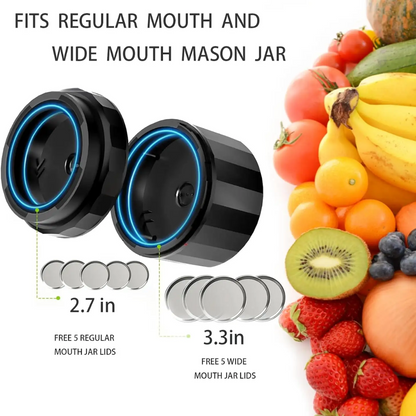 Handheld Vacuum Sealer for Mason Jars – Wide & Regular Mouth Jar Sealer for Dry Goods, Herbs & Pantry Organization – One-Touch Food Storage