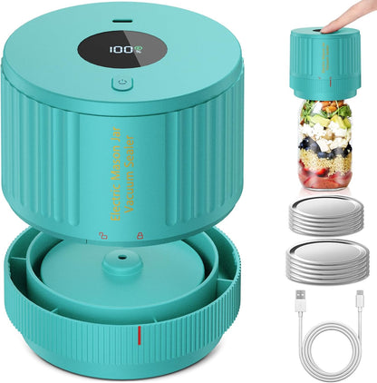 Handheld Vacuum Sealer for Mason Jars – Wide & Regular Mouth Jar Sealer for Dry Goods, Herbs & Pantry Organization – One-Touch Food Storage
