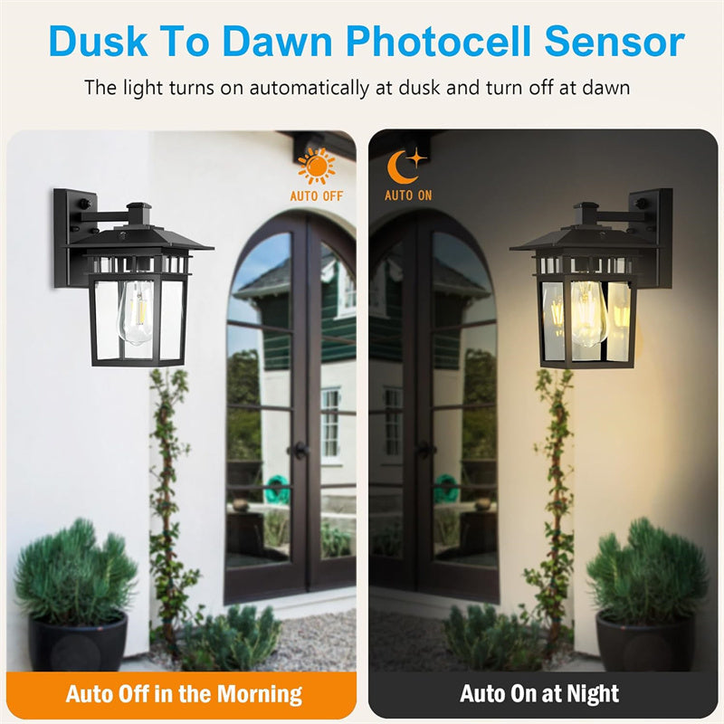 Outdoor Wall Sconce Aluminum Weather-Resistant Lantern for Porch Patio Garden Entryway Exterior Lighting 110V-240V E27 Socket