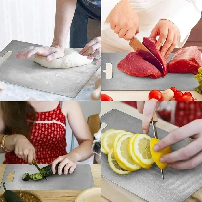 Medical-Grade Titanium Cutting Board – Non-Porous Antibacterial Kitchen Prep Surface for Meat, Vegetables & Fish