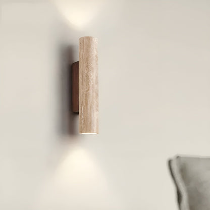 Travertine Stone Sconce Warm White LED Uplight Downlight 12.6 Inch Vertical Modern Indoor Wall Fixture for Hallway Bedroom Living Room Natur