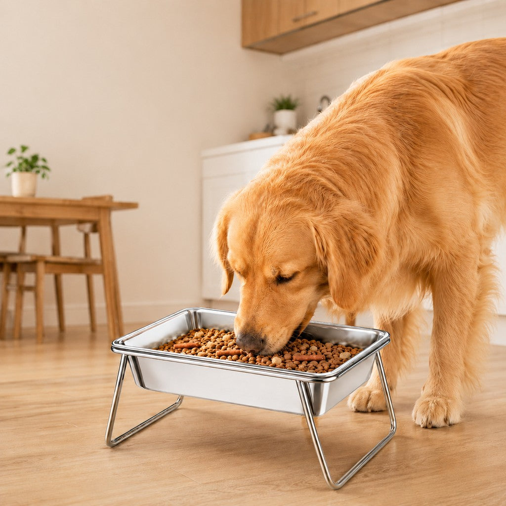 Ortekor Elevated 304 Stainless Steel Pet Bowl with Stand for Cats & Dogs - Anti-Tip Raised Feeder for Cleaner Meals