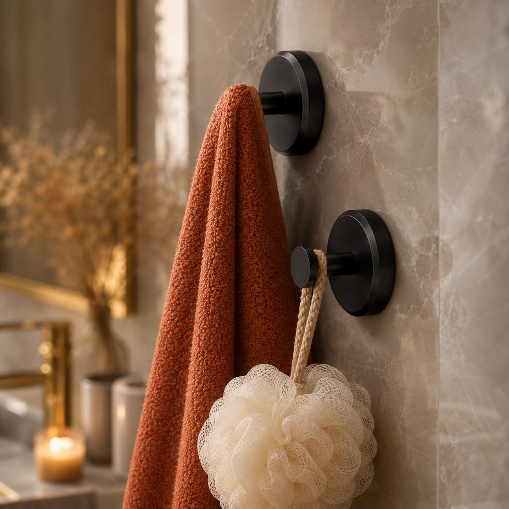 Wall Hooks Suction Cup Mount 4-Pack No Drill Adhesive Organizer for Bathroom Kitchen Towel Robe Coat Hanger Heavy Duty 15 lb Each Hook Set