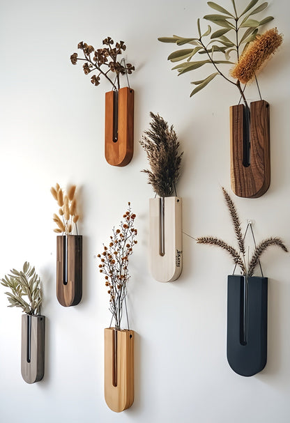 Pine Wood Plant Holder Set of 7 for Indoor Walls | Hanging Succulent Display | Natural Wood Wall Organizer for Air Plants & Dried Botanicals