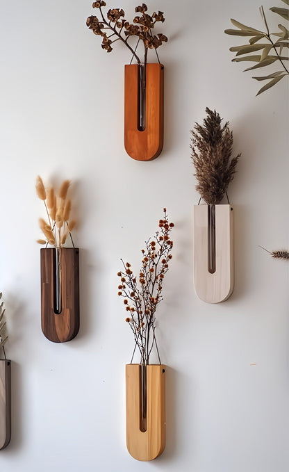 Pine Wood Plant Holder Set of 7 for Indoor Walls | Hanging Succulent Display | Natural Wood Wall Organizer for Air Plants & Dried Botanicals
