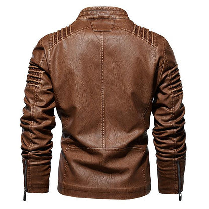 Men's Premium Vegan Leather Moto Jacket – Water-Resistant Faux Leather Coat with Scratch-Proof Finish for Everyday Wear & Rides