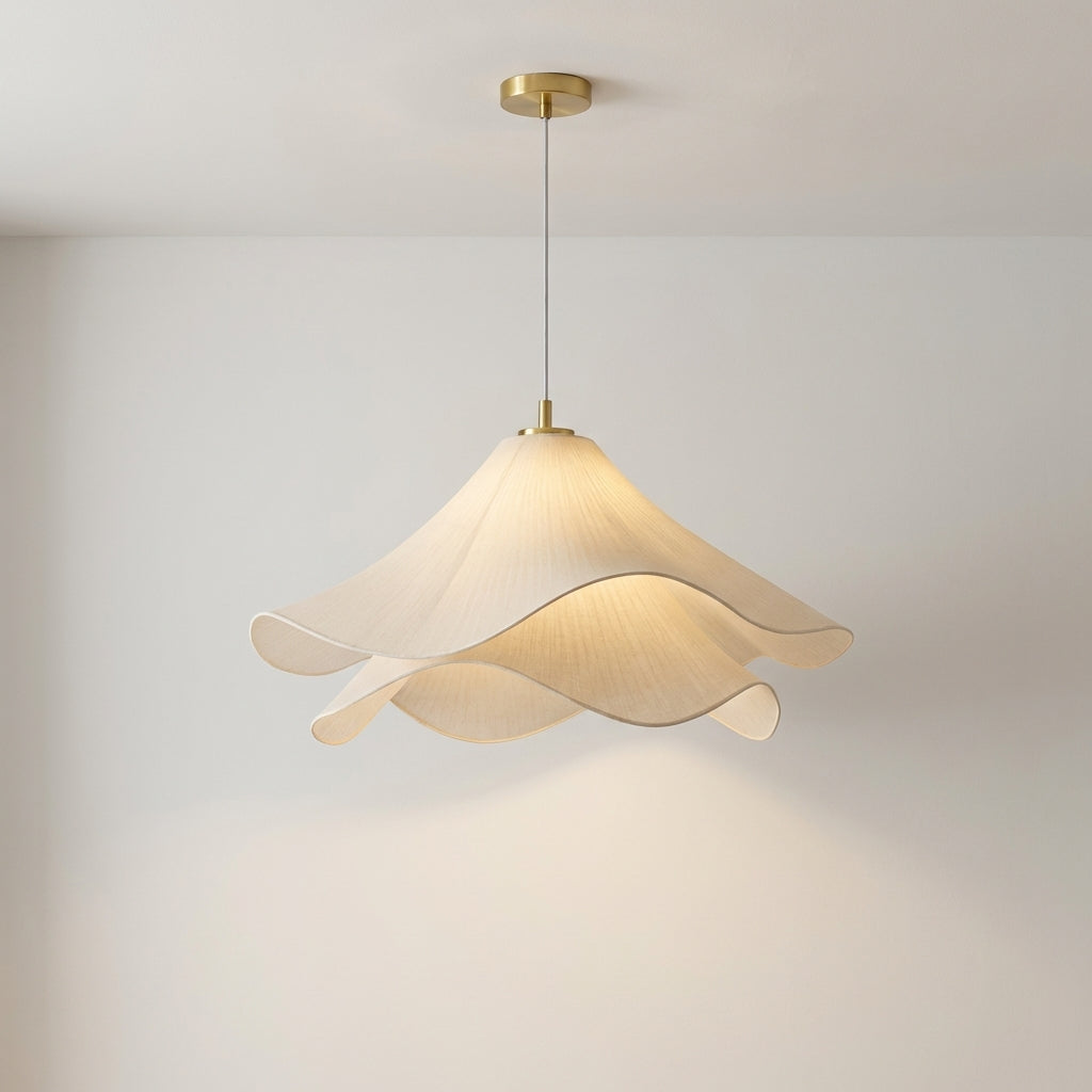 Layered Fabric Flower Pendant Light Fixture – Adjustable Modern Hanging Lamp for Dining Room & Bar – Metal Frame E26/E27 Socket