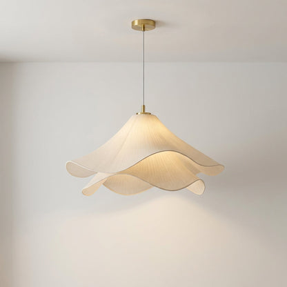Layered Fabric Flower Pendant Light Fixture – Adjustable Modern Hanging Lamp for Dining Room & Bar – Metal Frame E26/E27 Socket