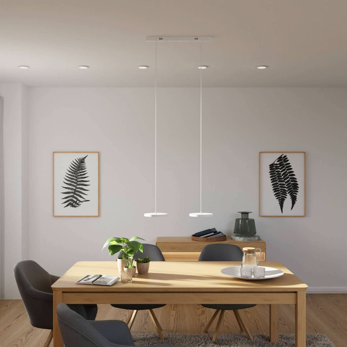 Adjustable Multi-Light LED Ceiling Fixture for Dining Room & Kitchen Island – Black Aluminum Suspended Lamp with Dimmable Color Temperature