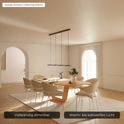 Adjustable Multi-Light LED Ceiling Fixture for Dining Room & Kitchen Island – Black Aluminum Suspended Lamp with Dimmable Color Temperature
