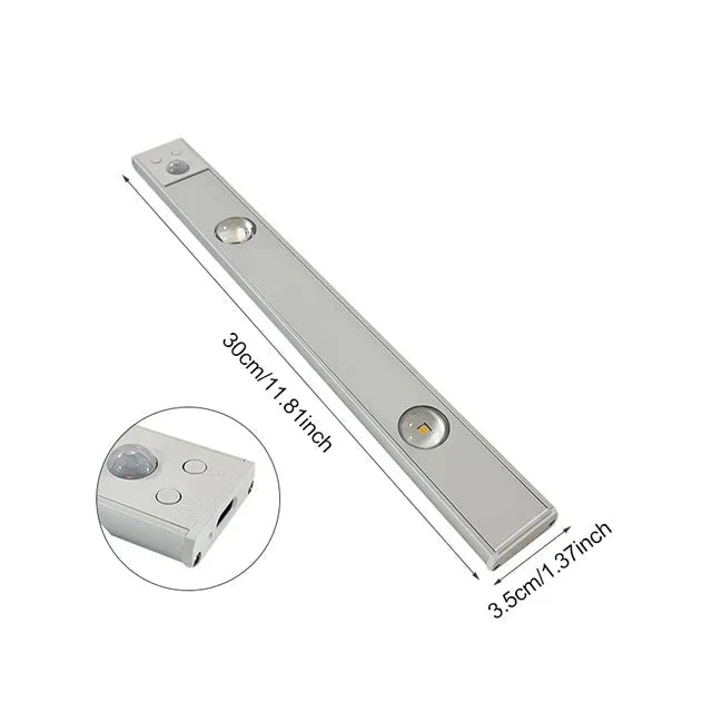 Rechargeable Motion Sensor Under Cabinet Light Bar USB Powered Closet Lighting Stick-On Wireless Stairway Night Light Dimmable Adjustable Co
