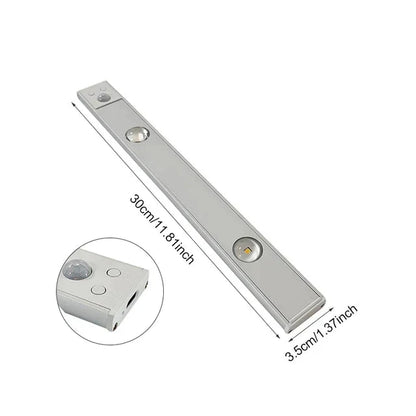 Rechargeable Motion Sensor Under Cabinet Light Bar USB Powered Closet Lighting Stick-On Wireless Stairway Night Light Dimmable Adjustable Co