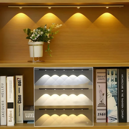 Rechargeable Motion Sensor Under Cabinet Light Bar USB Powered Closet Lighting Stick-On Wireless Stairway Night Light Dimmable Adjustable Co