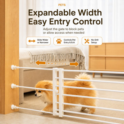 Ortekor No-Drill Expandable Pet Gate for Doorways - Adjustable Indoor Barrier for Small Dogs