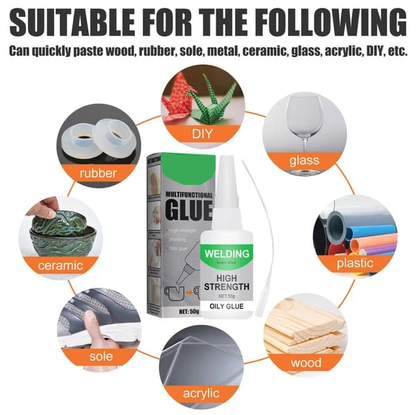 Industrial-Strength Multi-Surface Adhesive for Metal, Wood, Ceramic & Plastic | Fast-Bonding Transparent Repair Glue for Home Workshops, DIY