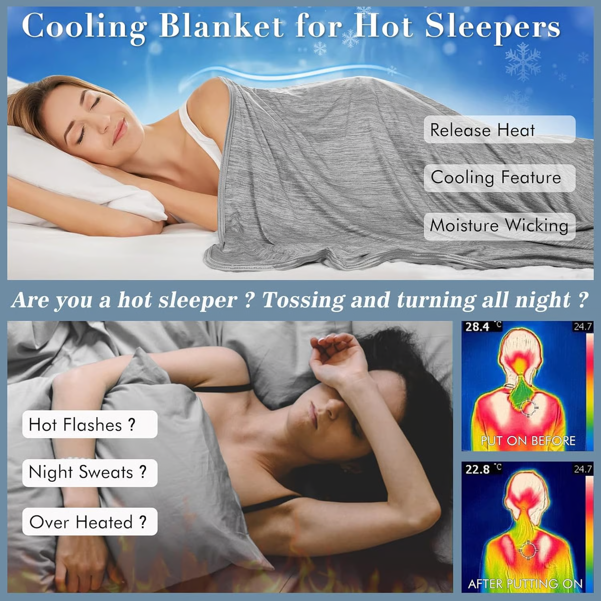 Cooling Blanket Collection | Lightweight Cooling Blanket with Dual-Sided Design | Perfect for Hot Sleepers and Night Sweats