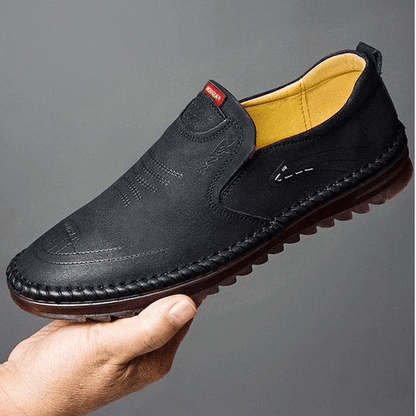 Men's Cushioned Slip-On Sneakers with Arch Support - Breathable Mesh Walking Shoes for Standing All Day - Ergonomic Footbed Loafers