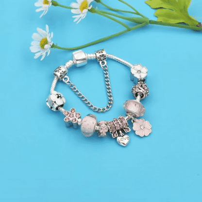 Nature's Elegance | Charm Bracelet for Women with Adjustable Fit | Elegant Peach Blossom Design for Any Occasion