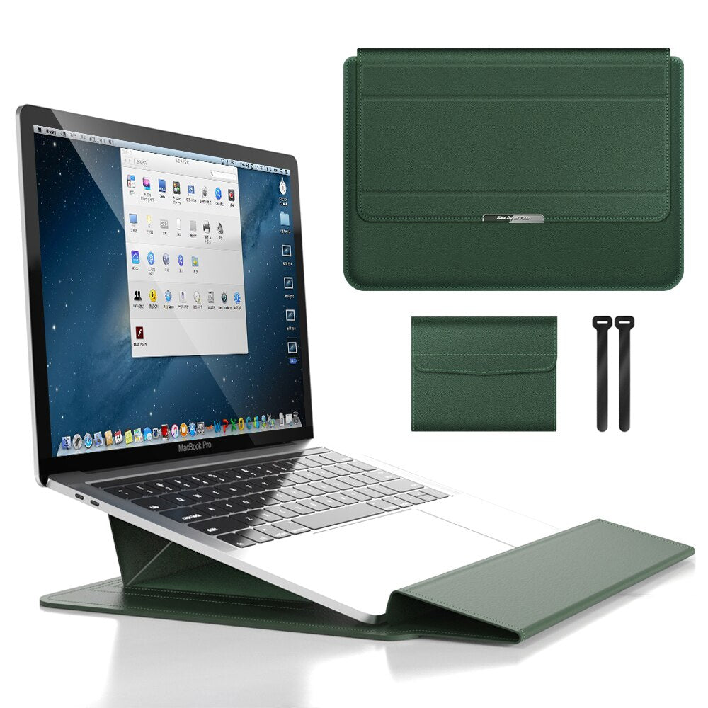 Convertible Notebook Case with Adjustable Angle Riser 11-16 Inch Slim Carrying Pouch Workspace Organizer for Remote Workers Students