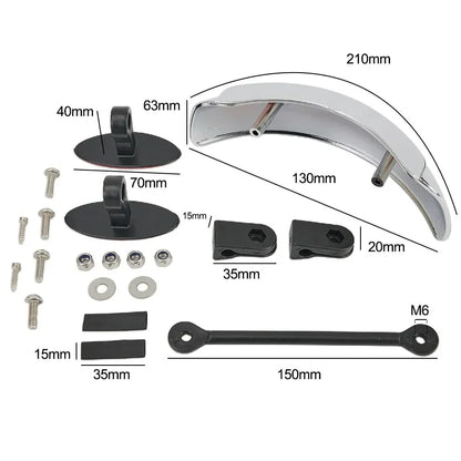 Motorcycle Blind Spot Mirror 180-Degree Parabolic Center-Mount