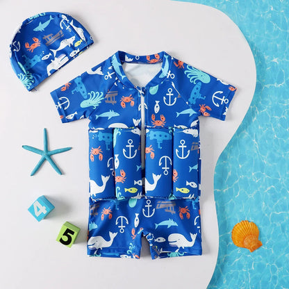 Kids Buoyancy Swimsuit with Removable Floats – Learn to Swim with UV Protection & Full Mobility