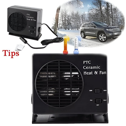 Portable 12V Vehicle Heater with Dual Power Settings 150W 300W Ceramic Element for Winter Warmth & Defrosting Windshields in Cars, Trucks, R