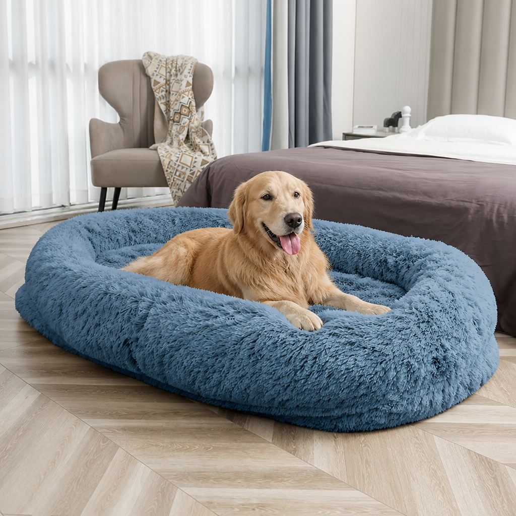 Ortekor Orthopedic & Washable Faux Fur Human Dog Bed (Detachable Cover)