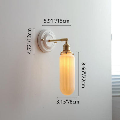 Handcrafted Porcelain Shade Brass Wall Light Fixture Single Bulb Hardwired Sconce for Bedroom Hallway Entryway Vintage Home Decor