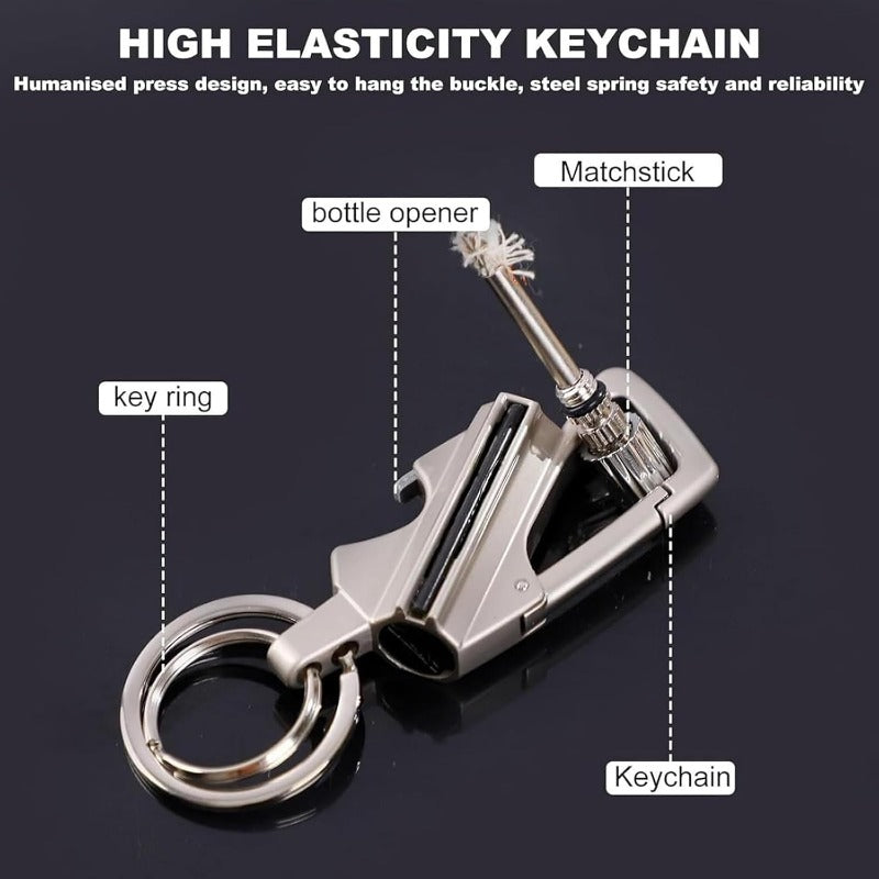Refillable Fire Starter Keychain Bottle Opener Zinc Alloy 3.5 Inches Waterproof Windproof EDC Lighter Black Silver Gold for Camping Hiking S