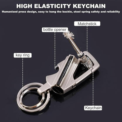Refillable Fire Starter Keychain Bottle Opener Zinc Alloy 3.5 Inches Waterproof Windproof EDC Lighter Black Silver Gold for Camping Hiking S