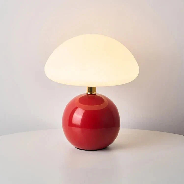 Ceramic Mushroom Table Lamp with 3-Color LED Light for Bedroom, Living Room & Nursery Decor