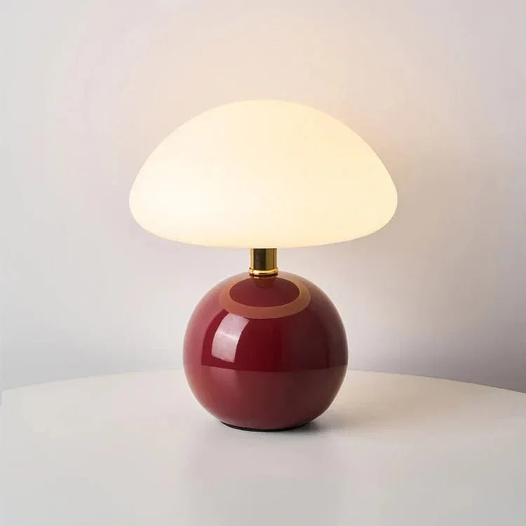 Ceramic Mushroom Table Lamp with 3-Color LED Light for Bedroom, Living Room & Nursery Decor