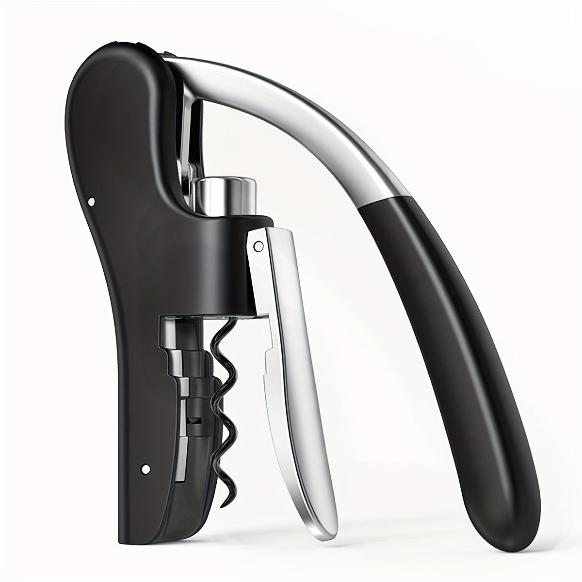 Lever-Action Wine Opener Metal & Plastic 5.5 x 3 Inch Ergonomic Handle Bar Tool for Red & White Bottles Home Dining Restaurant Hospitality