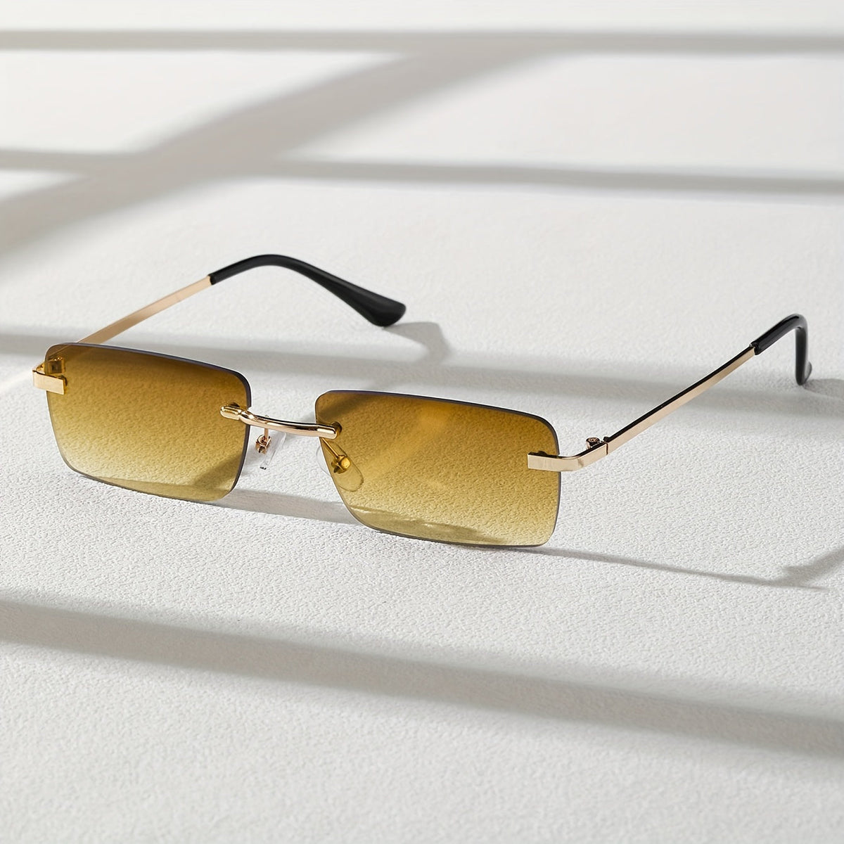 Rimless Sunglasses for Men – Lightweight Metal Frame with UV Protection & Oversized Gradient Lenses for Driving, Outdoor Sports, Beach