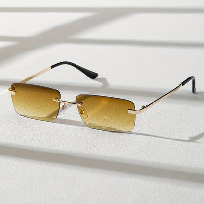 Rimless Sunglasses for Men – Lightweight Metal Frame with UV Protection & Oversized Gradient Lenses for Driving, Outdoor Sports, Beach